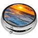 Beach Sunset Round Pill Box | 3 Compartment Portable Travel Medicine Organizer | Mini Decorative Vitamin Holder - Buy Online on GoSupps.com