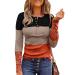 Long Sleeve Shirts for Women, Womens Ribbed Knit Henley Long Sleeves Tunic Lace Tops Trendy Button Shirts Casual Slim Blouses Small Orange
