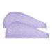 Shiny Glitter Lavender Dry Hair Cap 2 Piece Quick Drying Towel Set with Button Headband Super Absorbent Soft & Comfortable