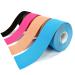 OBTANIM 4 Rolls Waterproof Breathable Kinesiology Tape, Athletic Elastic Kneepad Muscle Pain Relief Knee Taping for Gym Fitness Running Tennis Swimming Football (Black, Skin, Pink, Light Blue) Black, Skin Color, Pink, Ligh