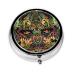 Colorful Magical Eyes Portable Metal Pill Box Round Mini 3-Compartment Plastic Insert hinged Fastening Design Suitable for Small Pills Must-Have for Travel