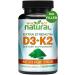 Why Not Natural Vitamin D3 K2 (MK-7) with Organic Spirulina  10000 IU Extra Strength Supplement in Veggie Capsules  Supports Bone Health  Immune System and Mood
