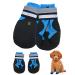 Dog shoes 4 pieces of waterproof dog shoes with reflective straps anti-slip sole outdoor paw protector dog shoes for small medium-sized dogs winter blue (s)