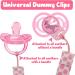 Pink Dummy Clips Set with Silicone Ring Adapter | Baby Pacifier Holder with Plastic Clasp | Soother Clip Straps for Dummies, Soothers, Teething Toys - Buy Online on GoSupps.com