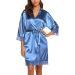 BESDEL Women's Satin Silk V-Neck Short Kimono Robe XL Blue - Buy Online on GoSupps.com