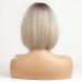 HAIRCUBE Short Blonde Bob Wig for Women | Synthetic Hair with Dark Roots and Bangs - Buy Online on GoSupps.com
