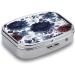 Watercolor Dark Blue Pill Box | 2 Compartment Decorative Pill Organizer | Portable Metal Case for Medicine - Buy Online on GoSupps.com