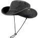 Packable Wide Brim Bucket Sun Hat UPF 50 for Women Men - Black Cowboy Outdoor Safari Boonie Cap - Buy Online on GoSupps.com