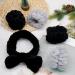 3Pcs Bow Coral Fleece Spa Headband & Wrist Wash Towel Set - Gray Pink Black - Buy Online on GoSupps.com