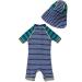 BONVERANO Baby Boys Sunsuit UPF 50+ Swimsuit with Zipper and Sun Hat - 9 Months, Stripe/Green - Buy Online on GoSupps.com