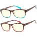 Success Eyewear Computer Glasses 2 Pair Anti Glare Spring Hinge Ombre Color Computer Reading Glasses for Men and Women Set of Havana Blue and Havana Red 2 Set of Havana Blue and Havana Red 2.0 x