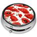 Buy Red Poppy Flower Round Pill Box - 3 Compartment Mini Travel Organizer for Vitamins & Medicines - Buy Online on GoSupps.com