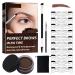 Eyebrow Stamp, Waterproof Eyebrow Stamp, Reusable Eyebrow Stencil, with 2 Dual-Ended Brush and Sponge Applicators, Perfect Natural Eyebrows, Waterproof (Light Brown)