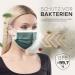 Dark Green Disposable Face Masks - 100 Pack | Made in Germany | CE Certified, Type IIR | Breathable Triple Layer, 99.78% Filtration | Elastic Earloops, Adults | 17.5cm x 9.5cm - Buy Online on GoSupps.com