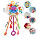 Silicone Pull String Interactive Toy, New 4-in-1 Silicone Pull String Baby Toy,Hidden Surprise Toys for Kids,Toys for Boys/Girls/Toddlers/Baby Age 18 M+ Octopus-4-in-1