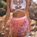 TWINKLEDE Boho Fringe Sequin Tassel Belly Dance Hip Scarf in D Pink - For Women and Girls - Buy Online on GoSupps.com