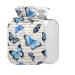 Blue Butterflies Hot Water Bottle with Cover 1L Small Hot Water Bag for Pain Relief Hot and Cold Compress BPA Free