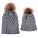 2PCS Family Matching Hat Winter Warmer Mother & Baby Knit Hat Ski Cap Baby&Mother Grey
