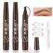 3Pcs Brow Pencil Eyebrow Tattoo Pen Long Lasting Waterproof Microblading Eyebrow Pencils Brow Pen with Eyebrow Trimmer 3 Eyebrow Models for Creating Easy Natural Brows (Dark Brown)