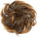 Tousled Updo Ponytail Hairpiece | Synthetic Messy Bun Extension for Women - Brown Mix Gold Blonde - Buy Online on GoSupps.com