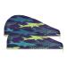 Watercolor Sharks Dry Hair Cap 2 Piece Quick Drying Towel Set with Button Headband Super Absorbent Soft & Comfortable