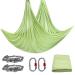 PRIOR FITNESS 5M Aerial Yoga Hammock Yoga Swing Set Premium Nylon Aerial Silk Fabric Yoga Strap Accessory with Carabiner, Daisy Chain for Bodybuilding,Workout, Indoor, Outdoor Bud Green
