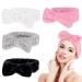 Tonyg-P 4 pieces Bowknot hair band makeup front ligaments grind hair wrap corals fleece cosmetic hair band sport bathroom shower hair bands for women girls
