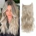 Secret Hair Extensions Invisible Wire Hair Extensions Wavy Hair Extension Synthetic Hair Pieces for Women 20 Inch Ash Blonde Hair Extensions (Ash Blonde)