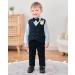 ZOEREA Baby Boy Gentleman Tuxedo Outfit Set | Formal Wedding Suit for Infant 12-18 Months | Long Sleeve Shirt, Suspender Pants, Vest, Bowtie, Boutonniere | Blue - Buy Online on GoSupps.com