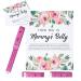 34 PCS Baby Shower Measure Belly Game How Big is Mommy's Belly, 30 Guessing Cards, 3 Measuring Tapes, and 1 Game Sign with Stand (Pink)