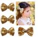 4 Pack Gold Glitter Sequins Bow Hair Clip Hairpin for Girls Cheer Dance Recital Birthday Shirt Themed Party Festivals