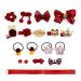 Luckious 18-Piece Children Hair Bow Clips Set - Adorable Hair Pins for Little Girls - Assorted Colors Red