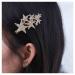 Inilbran Wedding Rhinestone Star Hair Barrette Vintage Crystal Star Hair Barrette Gold Cz Crystal Hair Pin Decorative Paved Cz Star Head Clip
