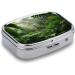 Buy Tropical Rainforest Print Pill Box | 2 Compartment Decorative Metal Pill Organizer for Travel - Portable & Stylish - Buy Online on GoSupps.com