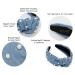 YETASI Blue Denim Pearl Knotted Headband for Women - Comfy & Classy Top Knot Style - Fashionable & Versatile Denim Headband - Buy Online on GoSupps.com