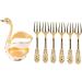 Coffee Spoon Holder Dessert Spoon Holder Swan Style Widely Used for Family (Gold White Holder with Fork) - Buy Online on GoSupps.com