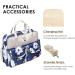 SONARIN Large Capacity Waterproof Baby Changing Tote Bag with Shoulder Strap & Changing Mat - Blue White Flowers - Buy Online on GoSupps.com