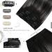 Moresoo 12 Inch Balayage Clip in Human Hair Extensions - Black and Silver - 5 Pieces/70g - #1B/Silver/1B - Buy Online on GoSupps.com