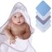 softan Baby Hooded Bath Towel and Washcloths, Extra Soft and Ultra Absorbent, 6 Pack for Newborn and Infants, Elephant Gery Elephant