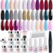 Aikker 27 Pcs Dip Powder Nail Kit Starter 20 Vintage Color Nude Pink Glitter Red Gift Set with Base Top Coat Activator Tools for Beginner Salon Manicure AK15P