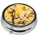 Portable Pear Trees & Blossoms Metal Pill Box - Round Mini 3-Compartment for Small Pills - Travel Essential - Buy Online on GoSupps.com