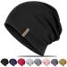 Hat ladies men slouch beanie hat soft thin cotton hat light breathable longbeanie jersey chemo hat elastic running hat for all seasons unit size black