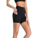 Oalka Women's High Waist Yoga Shorts with Side Pockets - Black - Size Medium - Buy Online on GoSupps.com