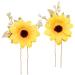 Bridal Sunflower Hair Pins Accessories  BETITETO 2 Pieces U-Shaped Pearl Gold Leaf Floral Boho Headpiece for Wedding Party Photography