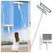 Spray Window Squeegee for Home with Sewage Collector and 3 Pads 4 in 1 Window Washer with Extension Pole Windshield Cleaning Tool for Indoor/Outdoor High Window