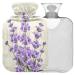 NAANLE hot water bottle with cover vintage lavender flower transparent hot water bottle heat bottle for back pain relief handfoot warmer neck heat and cold therapy 2l