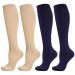Firtink 2 Pairs Compression Socks For Women Men 20-30 Mmhg Knee High Socks Compression Stockings Surgical Compression Socks For Sports Travel Flight Nursing Pregnancy