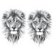 Oottati 2 Sheets Arm Thigh Leg Waterproof Fake Temporary Tattoos Sticker Grey Lion