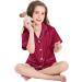 SWOMOG Kids Satin Pyjamas Set - Boys Girls Short Sleeve Silk Nightwear - Red, 6-7 Years - Buy Online on GoSupps.com
