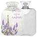 NAANLE hot water bottle with cover eiffel tower lavender Transparent hot water bottle heat bottle for back pain relief handfoot warmer neck warmth and cold therapy 1l